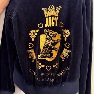 Juicy Couture Blue Velour Jacket with Gold Emblem